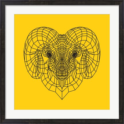 Framed Ram Head Yellow Mesh Print