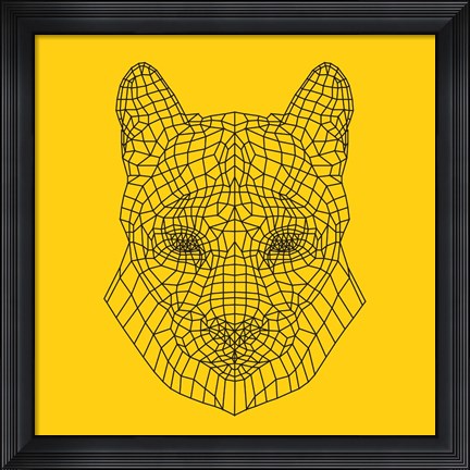 Framed Mountain Lion Yellow Mesh Print