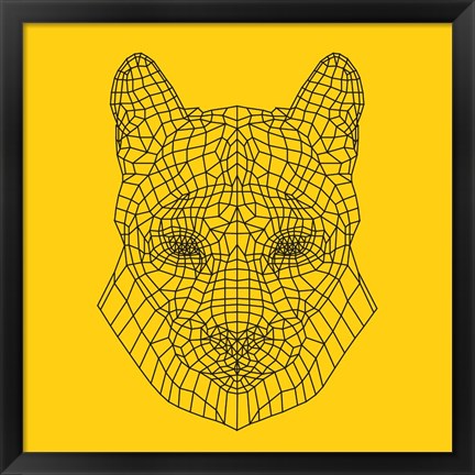 Framed Mountain Lion Yellow Mesh Print