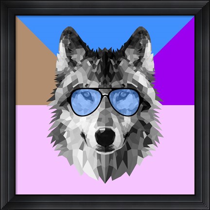 Framed Woolf in Blue Glasses Print