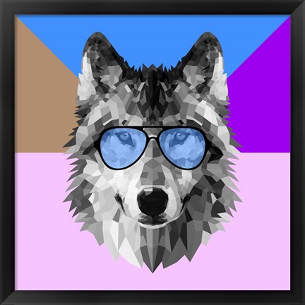 Framed Woolf in Blue Glasses Print