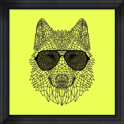 Framed Woolf in Black Glasses Print