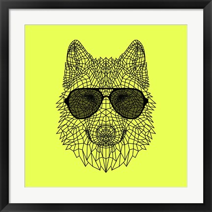 Framed Woolf in Black Glasses Print