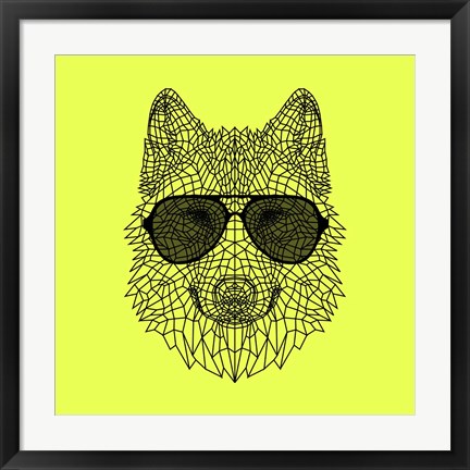 Framed Woolf in Black Glasses Print