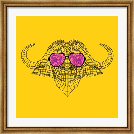 Framed Buffalo in Pink Glasses Print