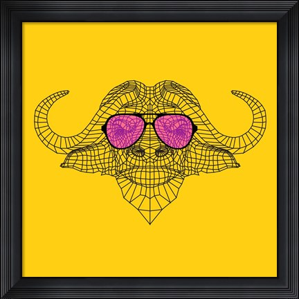 Framed Buffalo in Pink Glasses Print