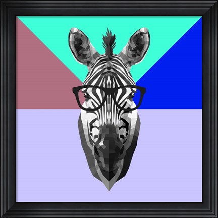 Framed Party Zebra in Glasses Print