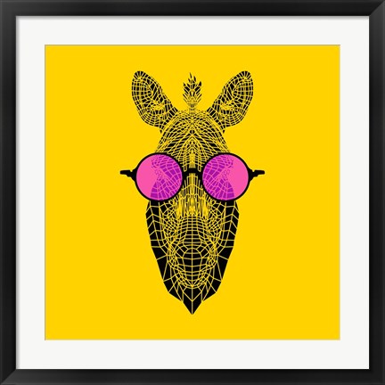 Framed Zebra in Pink Glasses Print