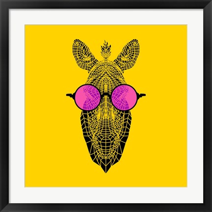 Framed Zebra in Pink Glasses Print