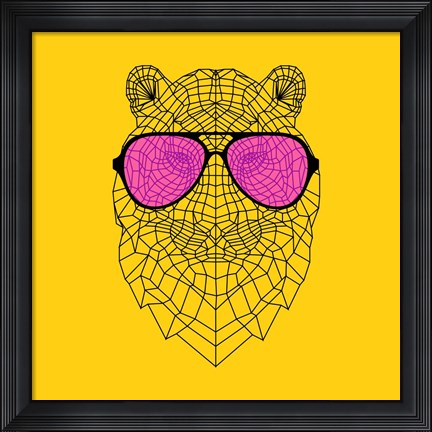 Framed Tiger in Pink Glasses Print