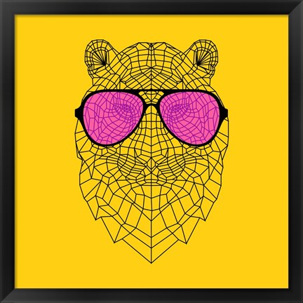 Framed Tiger in Pink Glasses Print