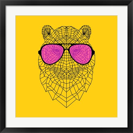 Framed Tiger in Pink Glasses Print