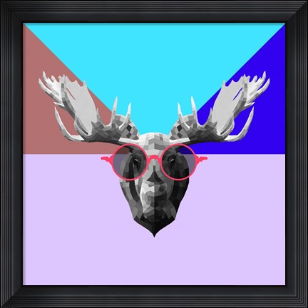 Framed Party Moose in Glasses Print