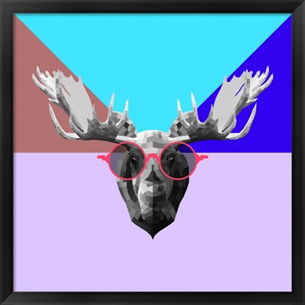 Framed Party Moose in Glasses Print