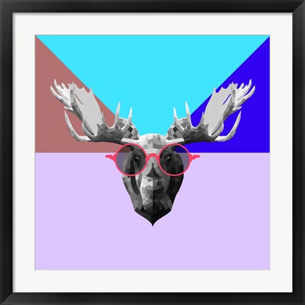 Framed Party Moose in Glasses Print