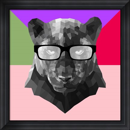 Framed Party Panther in Glasses Print