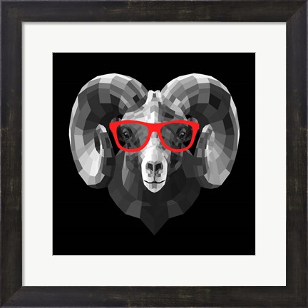 Framed Ram in Red Glasses Print