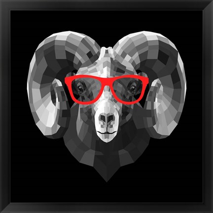 Framed Ram in Red Glasses Print