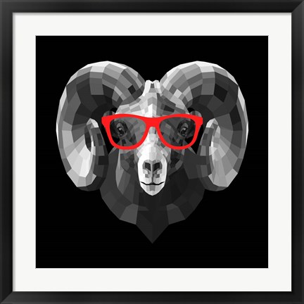 Framed Ram in Red Glasses Print