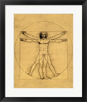 Framed Proportions of the Human Figure - Vitruvian Man Print