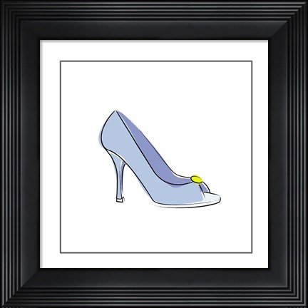 Framed Blue High Heel Shoe Print