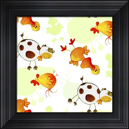 Framed Cows and Ducks Print