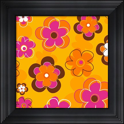 Framed Floral on Orange Print