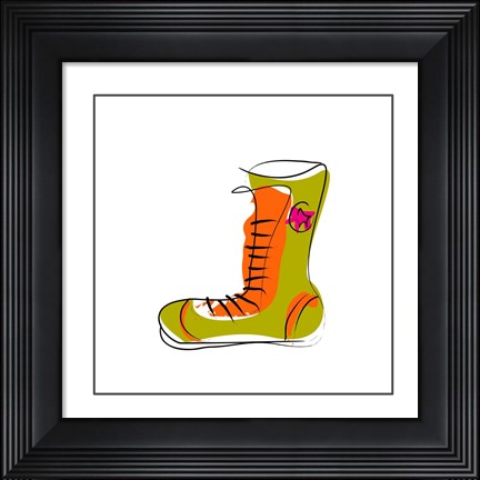 Framed Green and Orange Boot Print
