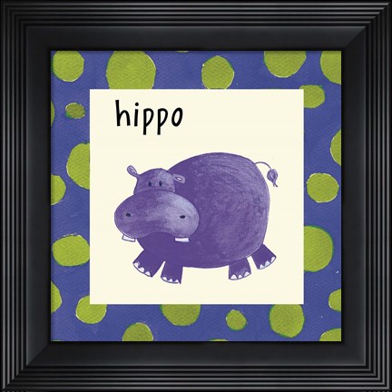 Framed Hippo with Border Print