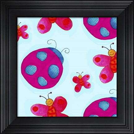 Framed Ladybugs and Butterflies Print