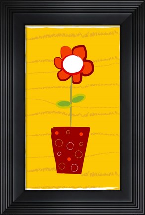 Framed Orange Flower in Orange Pot Print