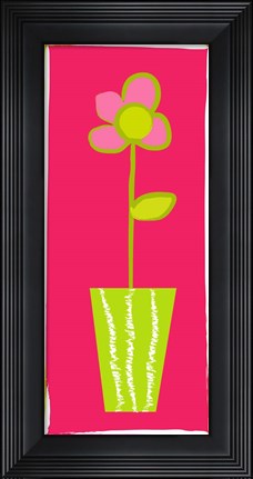 Framed Pink Flower in Green Pot Print