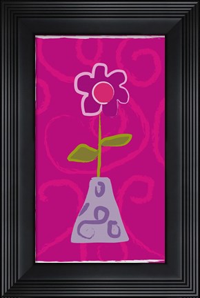 Framed Red Flower in Purple Pot Print