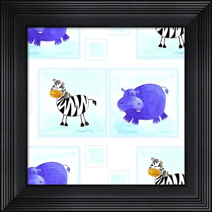 Framed Zebras and Hippos Print