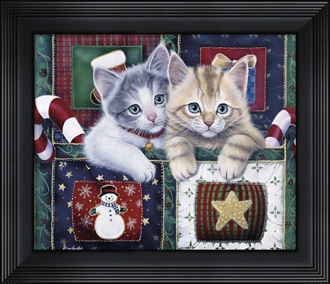 Framed Christmas Calendar Kittens Print