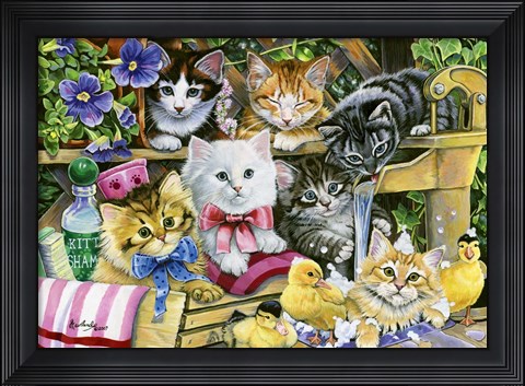 Framed Bathtime Kittens Print