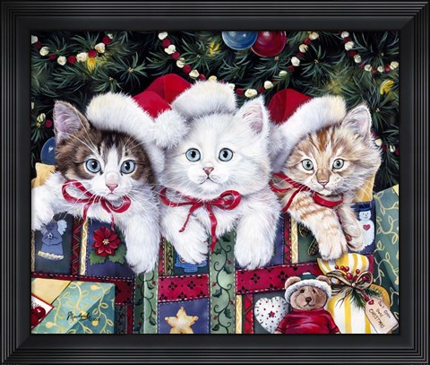 Framed Meowy Christmas Print