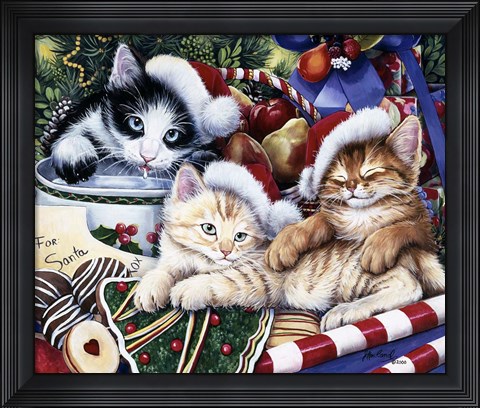 Framed Meowy Christmas 2 Print