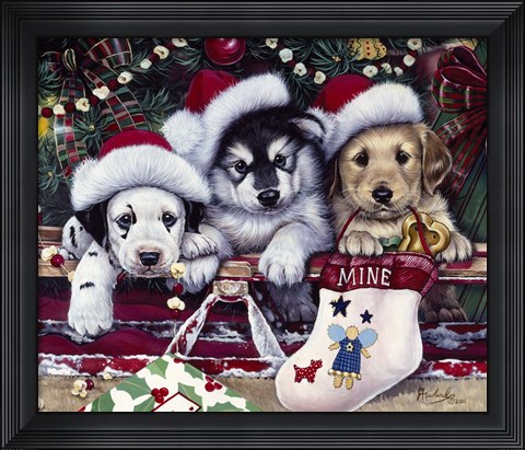 Framed Tail Wagging Christmas Print