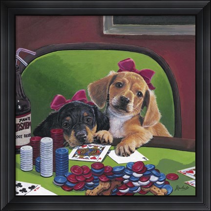 Framed Poker Dogs 3 Print