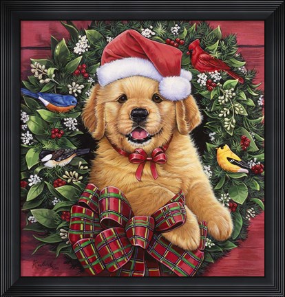 Framed Christmas Puppy Print