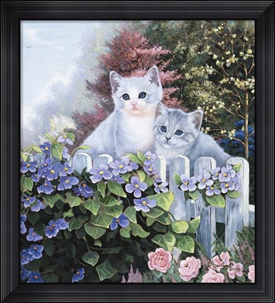 Framed Kittens In The Master&#39;s Garden Print