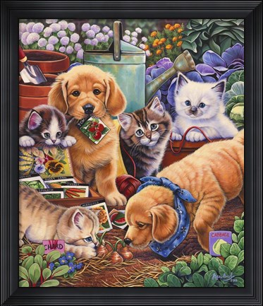 Framed Helpful Garden Paws Print