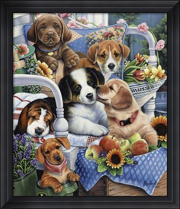 Framed Country Pups Print