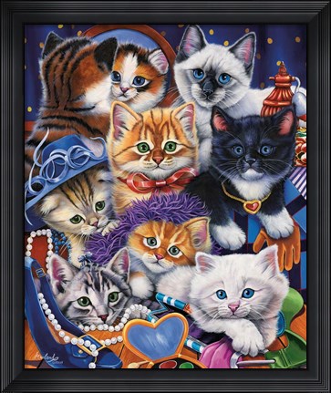 Framed Kittens In Closet Print
