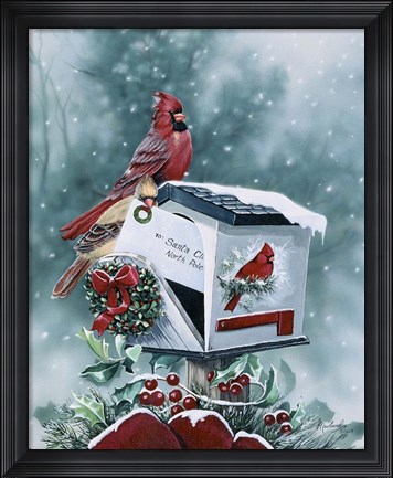 Framed Christmas Cardinals Print