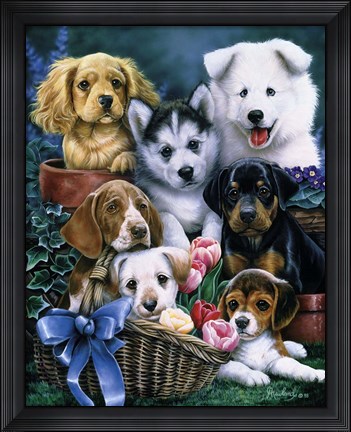 Framed Puppies Print