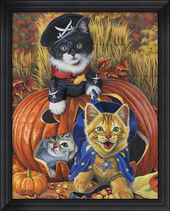 Framed Halloween Kittens Print