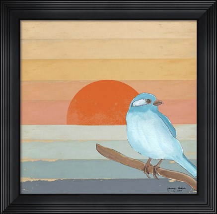 Framed Blue Bird By Water Print