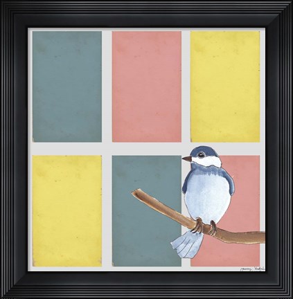 Framed Rectangles And Blue Bird Print